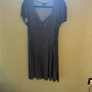 Torrid Navy and White Polka Dot Midi Dress